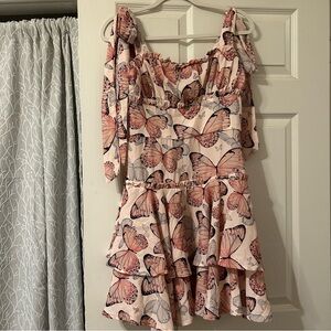 SHEIN Pink Butterfly Print Dress